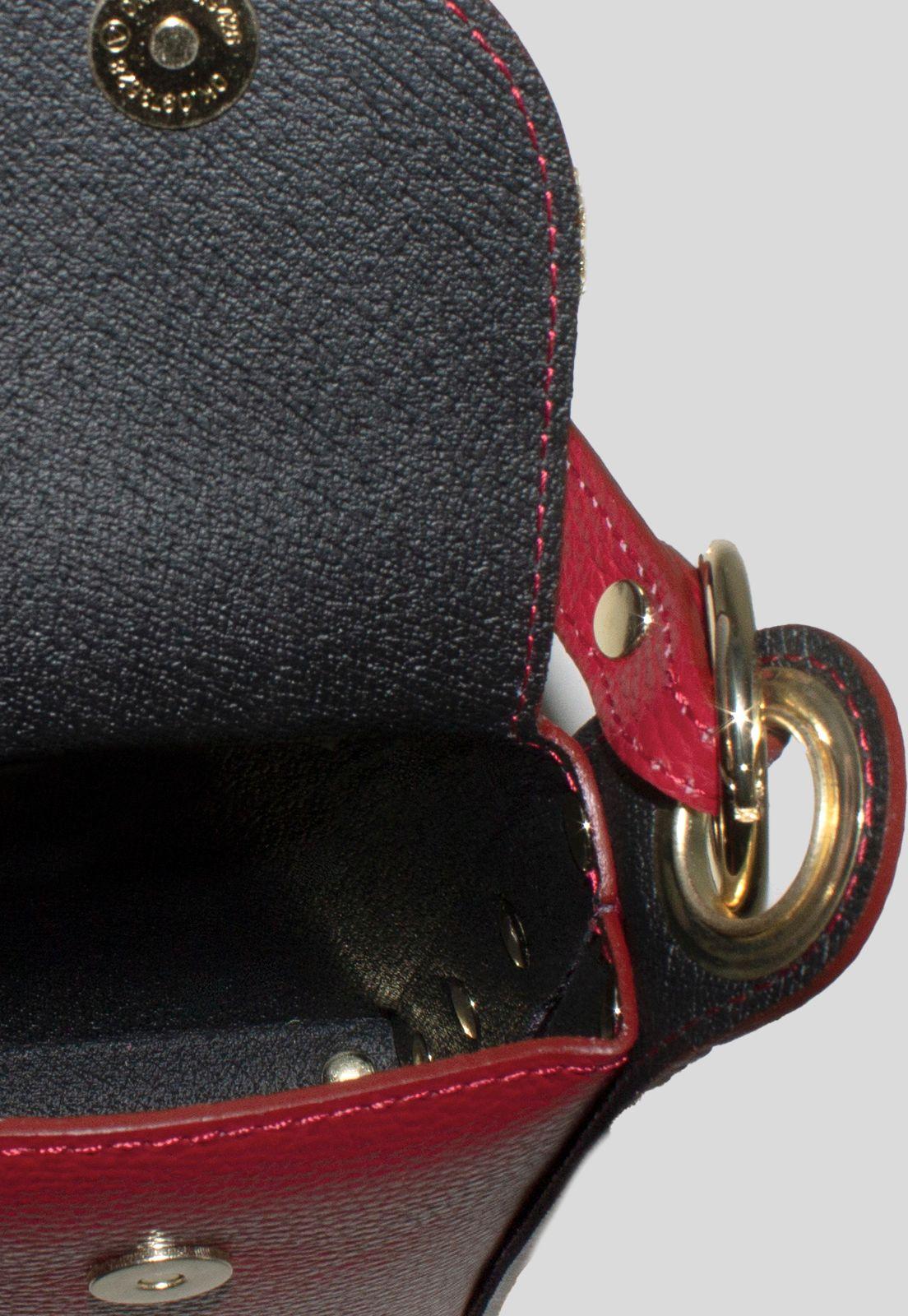 Portacelular cuero tachas planas Rojo-3