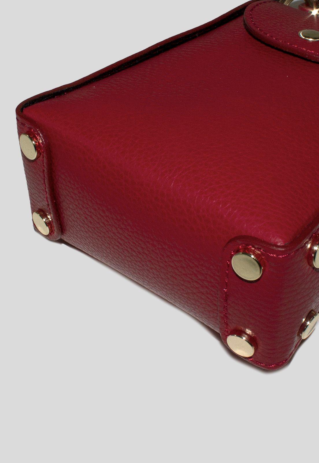 Portacelular cuero tachas planas Rojo-4