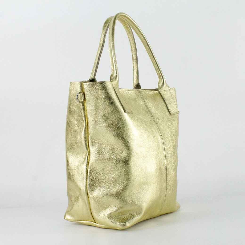 Cartera de Cuero Metalizado 742 Mujer Dorado Mailea-1