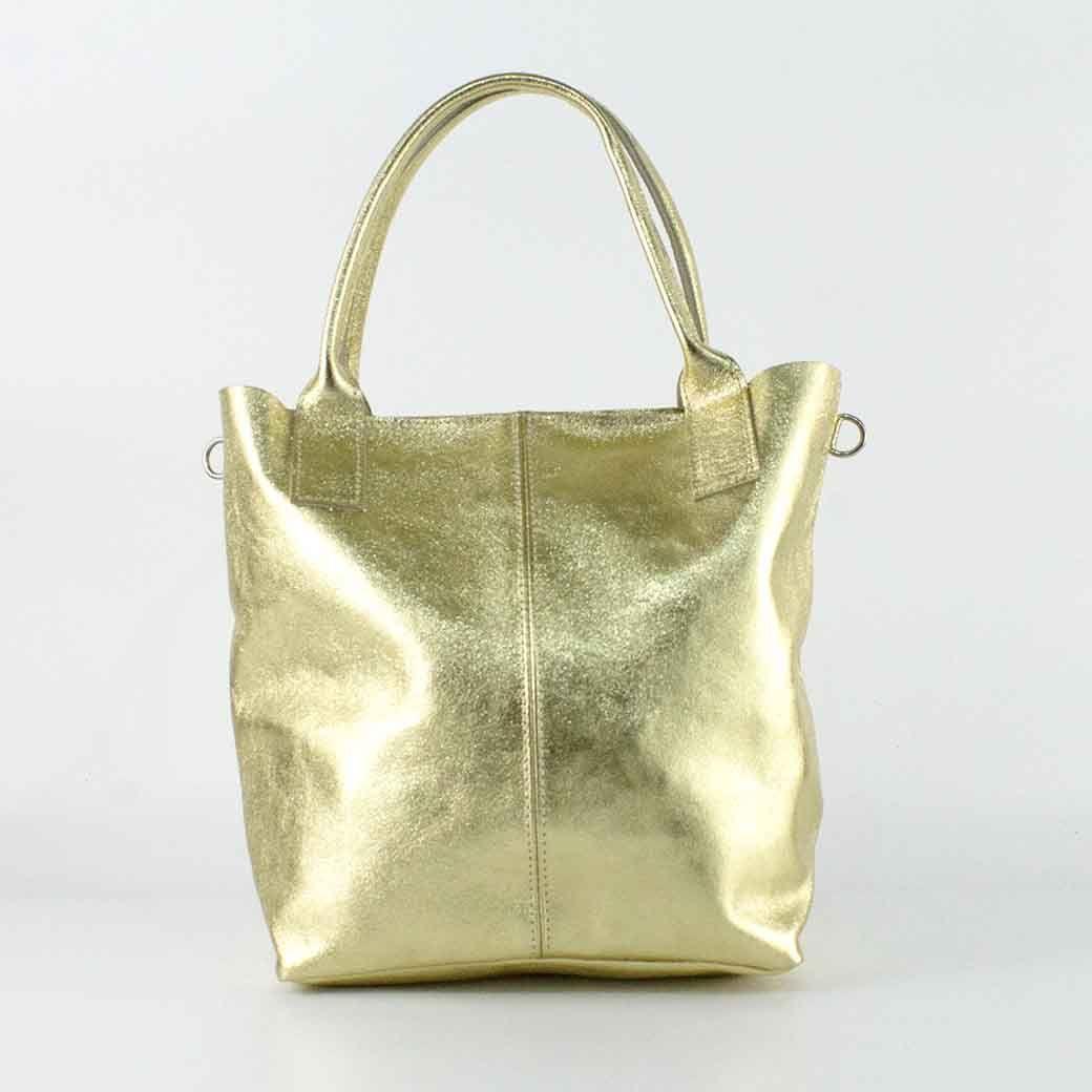 Cartera de Cuero Metalizado 742 Mujer Dorado Mailea-2