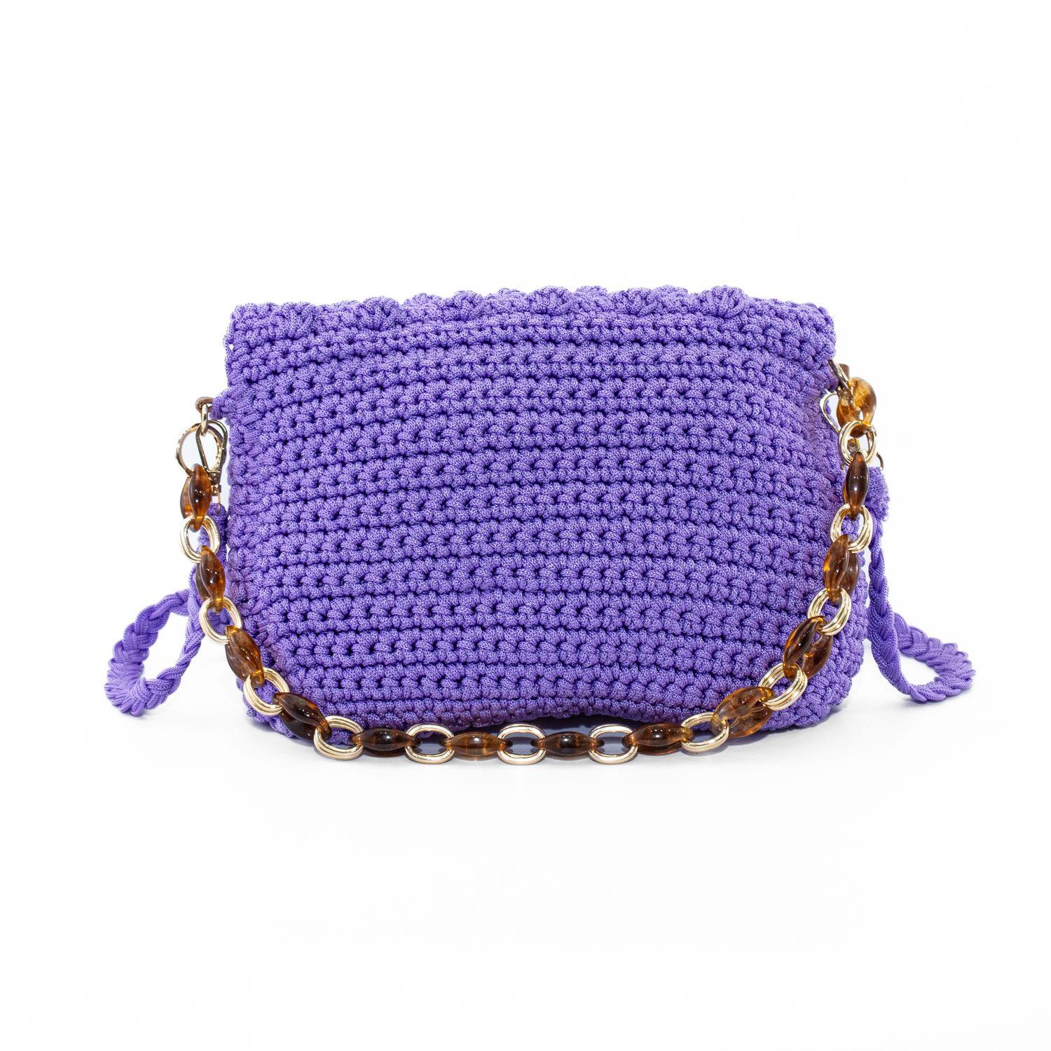 Cartera Tejida con Cadena Lila-2