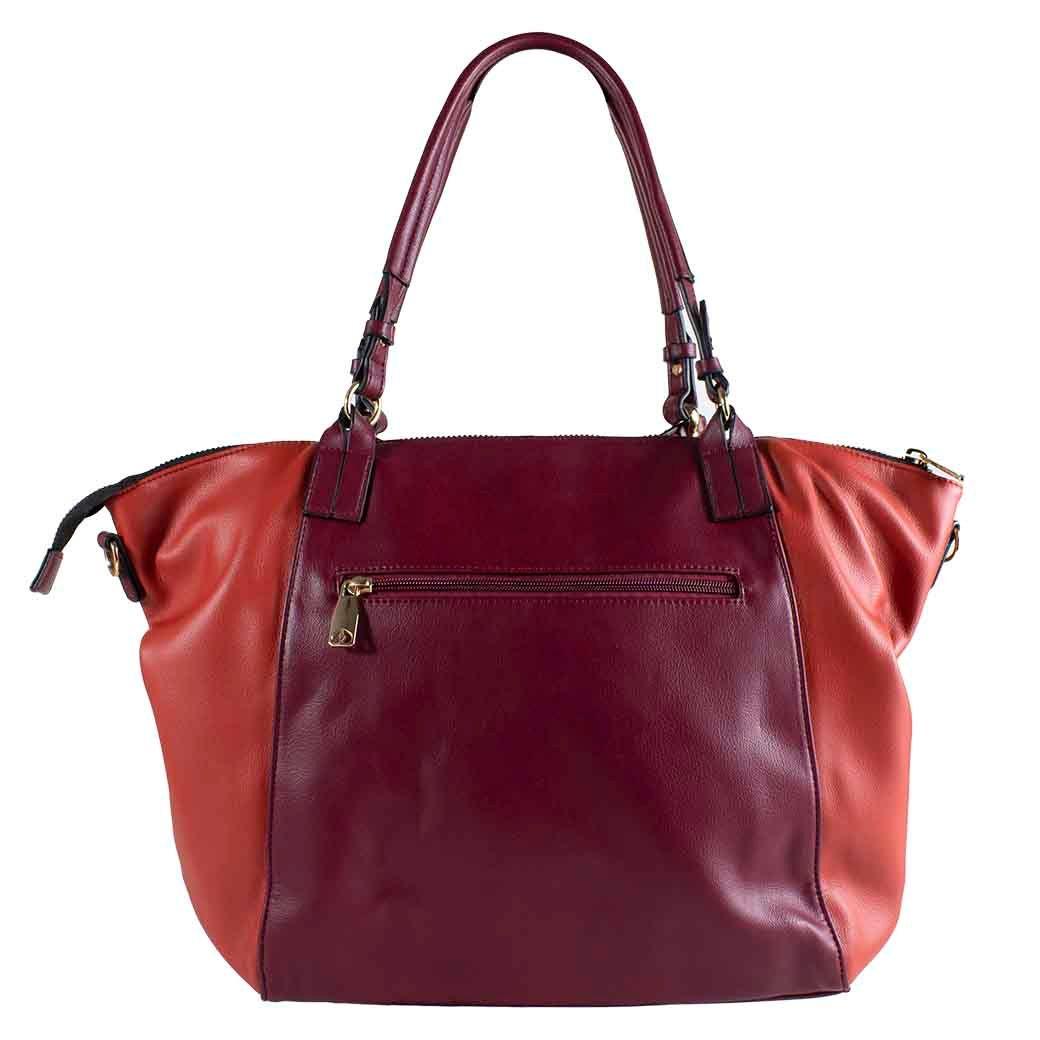 Cartera Trapecio Bimaterial Burdeo-2