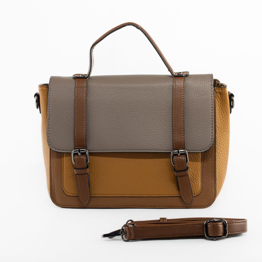Cartera escolor c/ 2 hebillas Tostado-2
