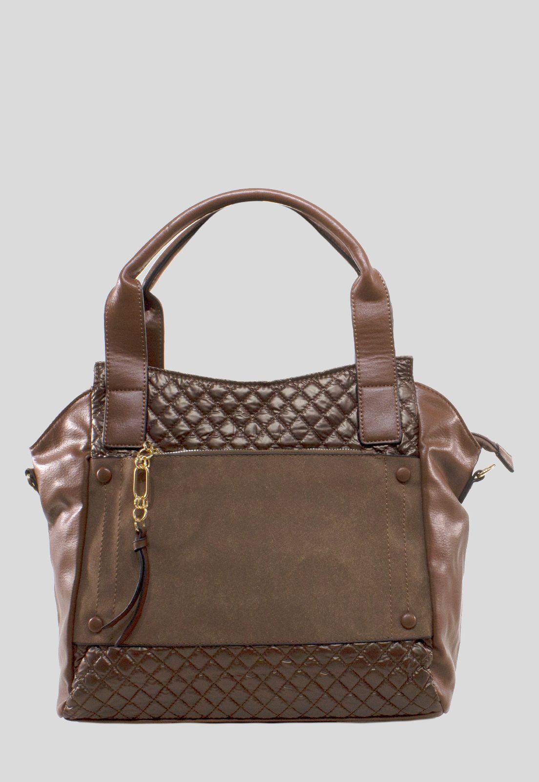 Cartera Franjas Acolchadas Café-0