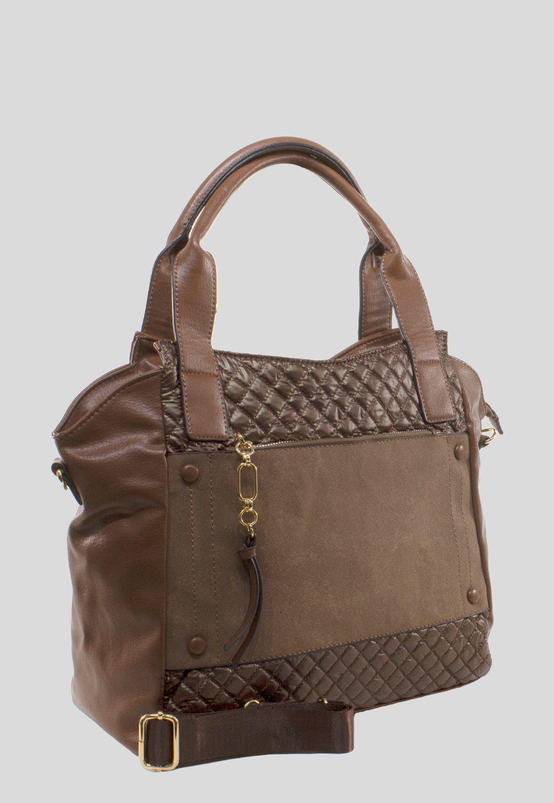 Cartera Franjas Acolchadas Café-1