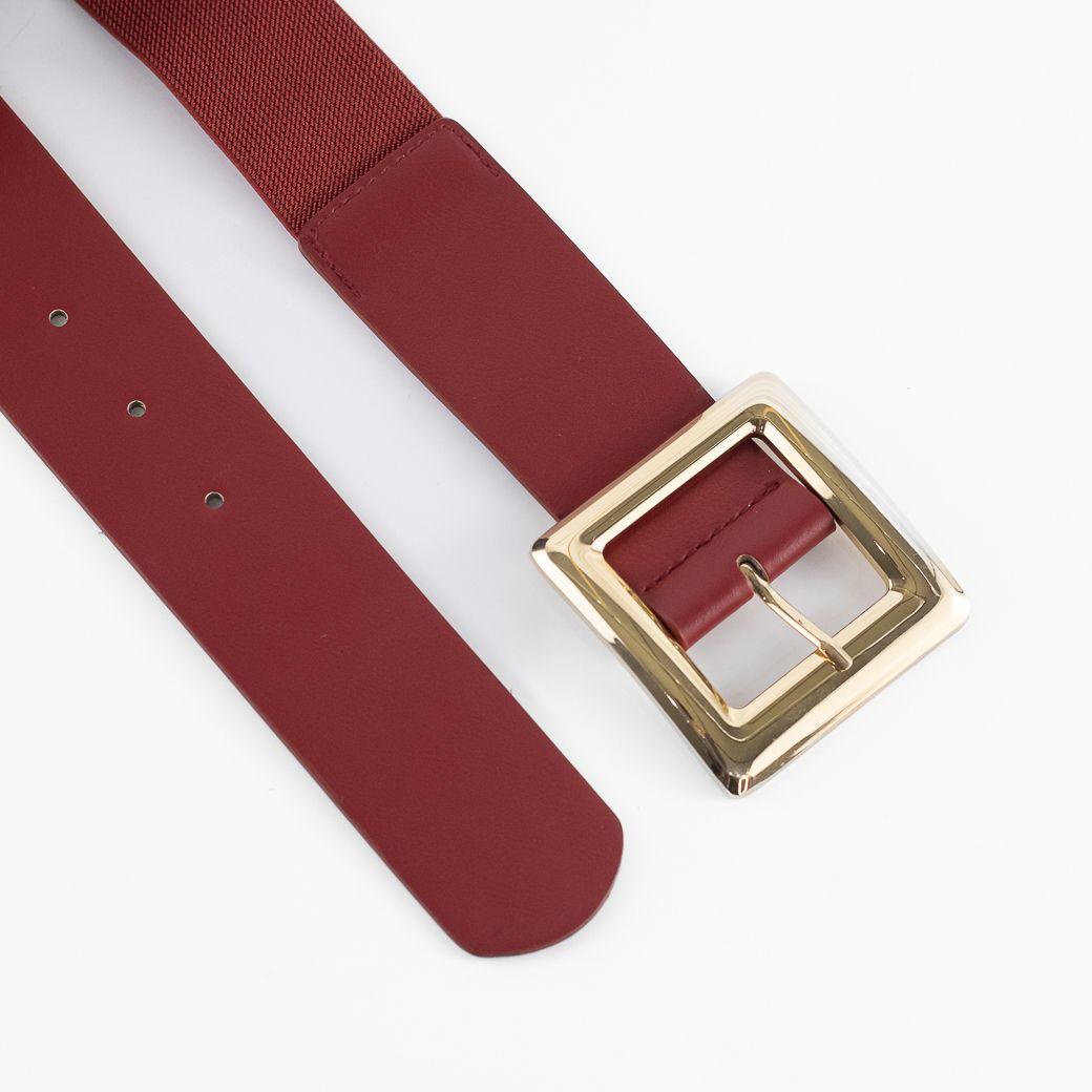 Cinturón Elastico Hebilla Metal Cuadrado Mujer Rojo Mailea-2