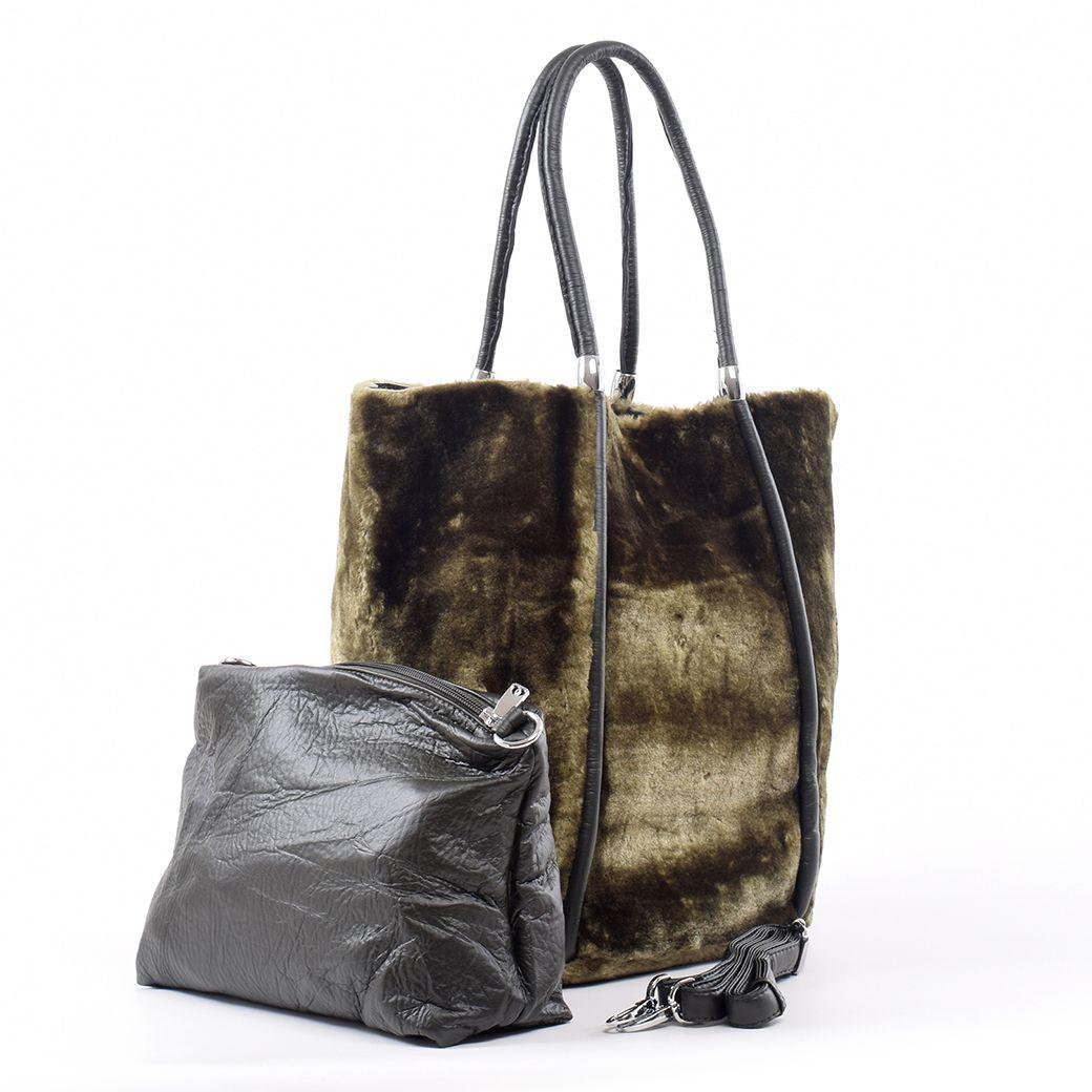 Cartera Full Pelo 2 Manillas Verde-1