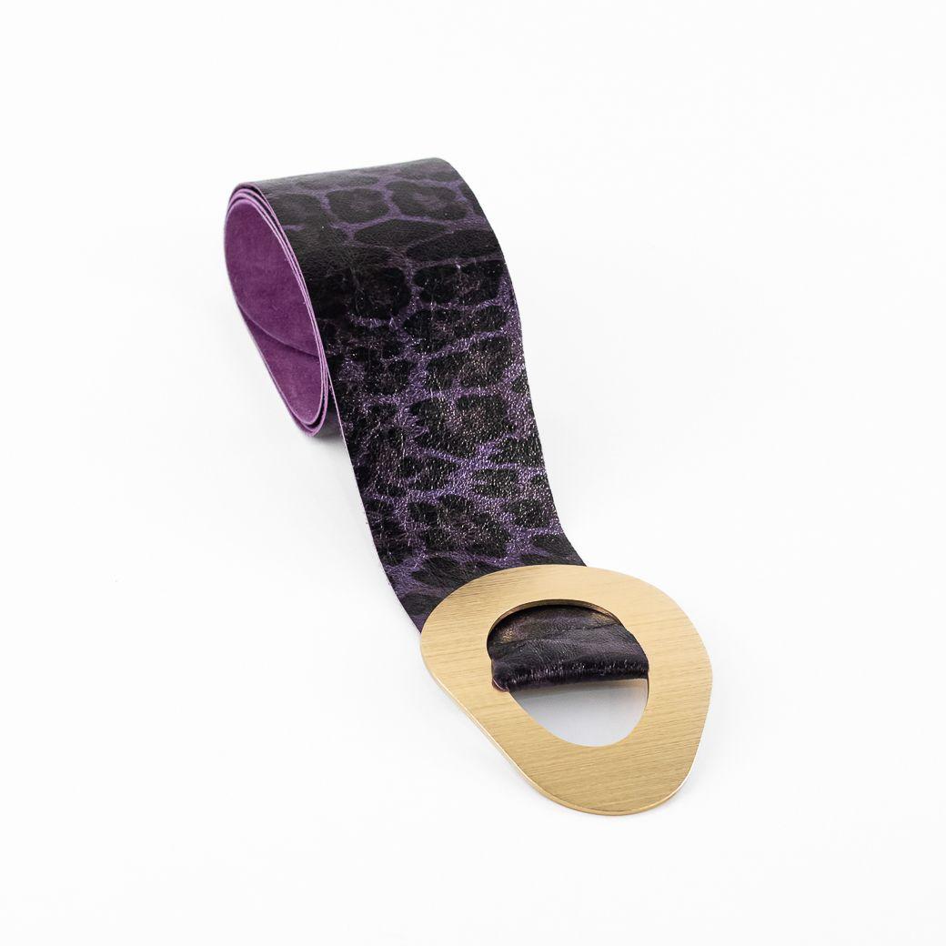 Cinturón Cuero Reno Hebilla Metal Mujer Leo Morado Mailea-2