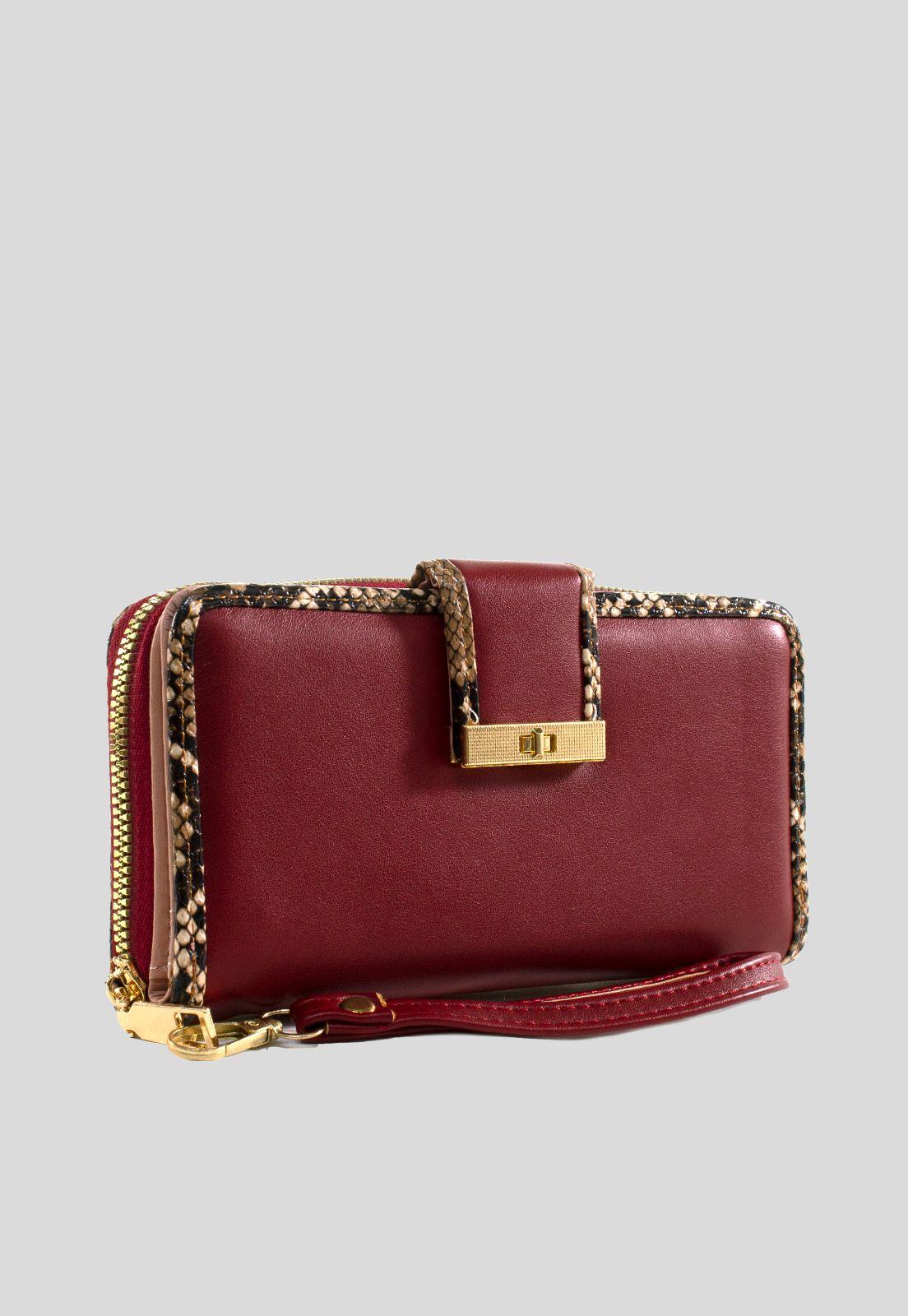 Billetera grande ribete piton Rojo-4