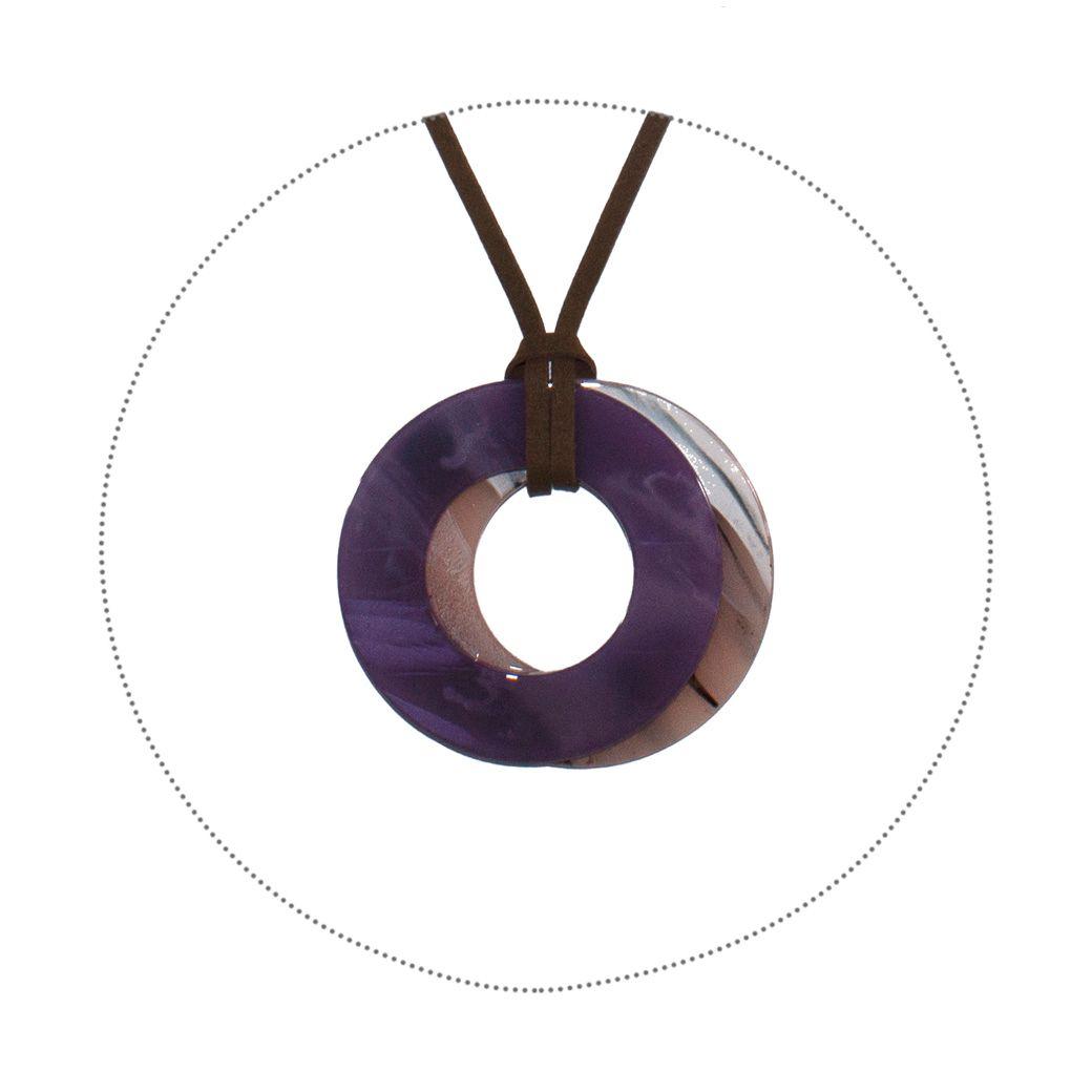 Collar Acrilico Doble Argolla Morado-1