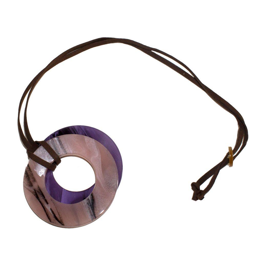 Collar Acrilico Doble Argolla Morado-2