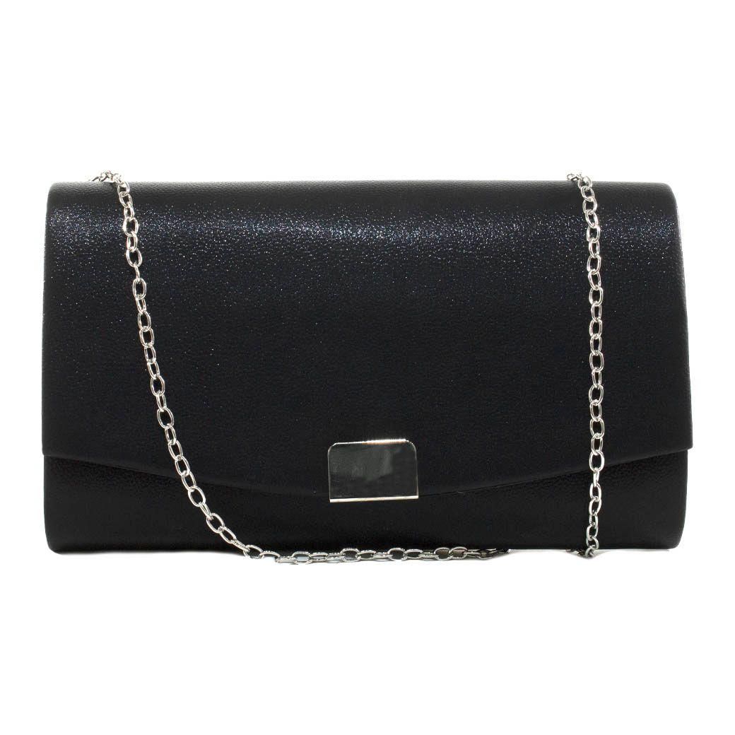 Cartera noche grande sobre liso Negro-0