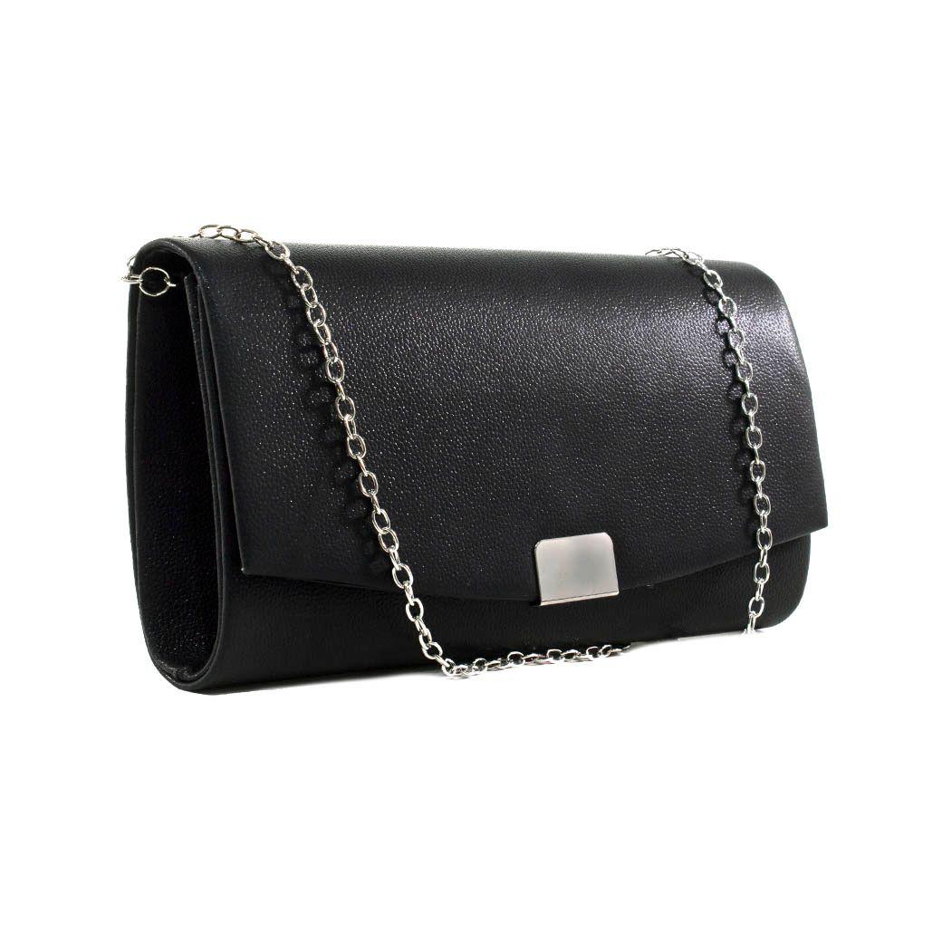 Cartera noche grande sobre liso Negro-1