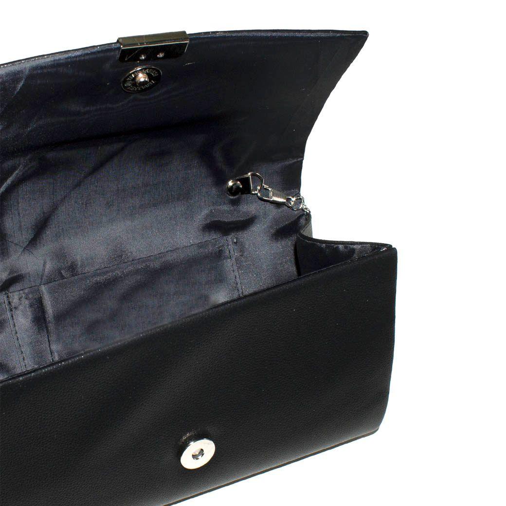 Cartera noche grande sobre liso Negro-4