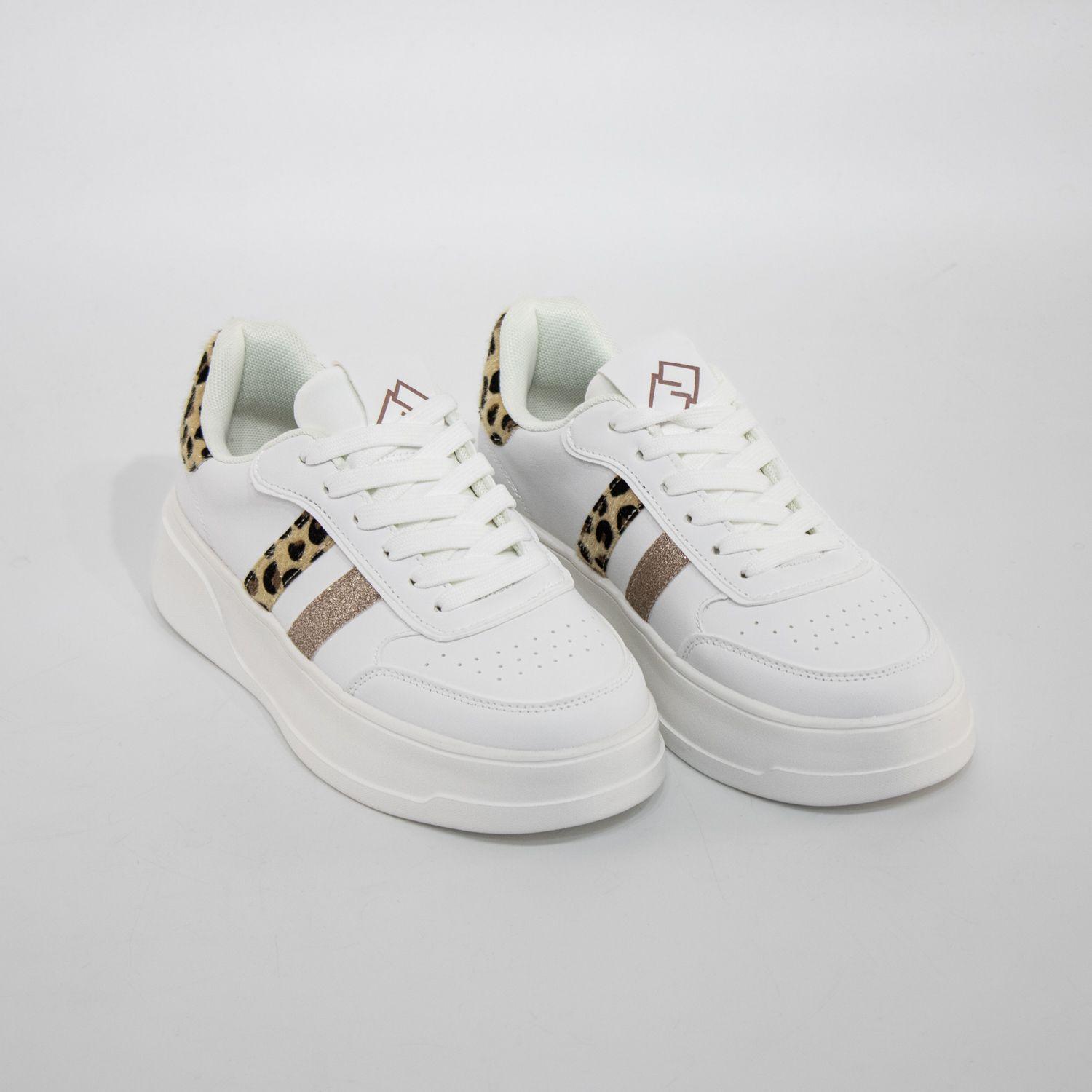 Zapatilla plataforma c/ leo Blanco-3