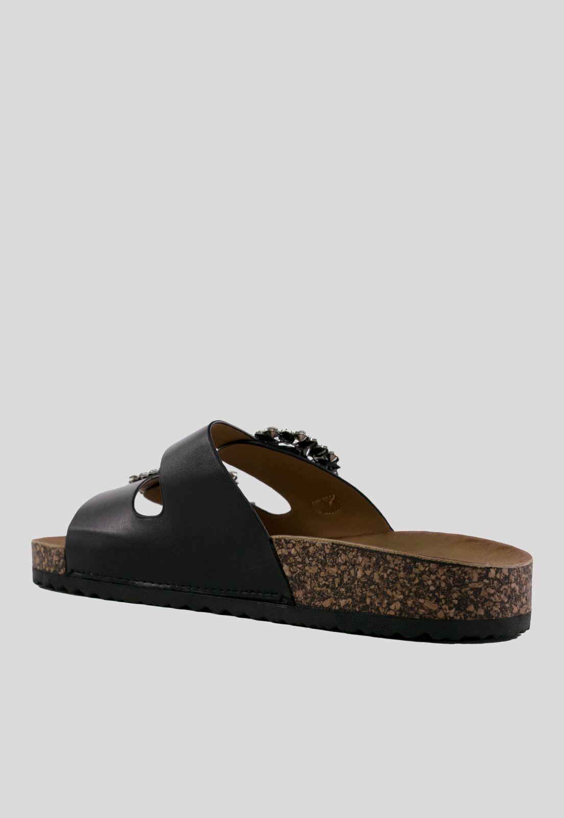 Sandalia Baja 2 Hebilla Strass Negro-2