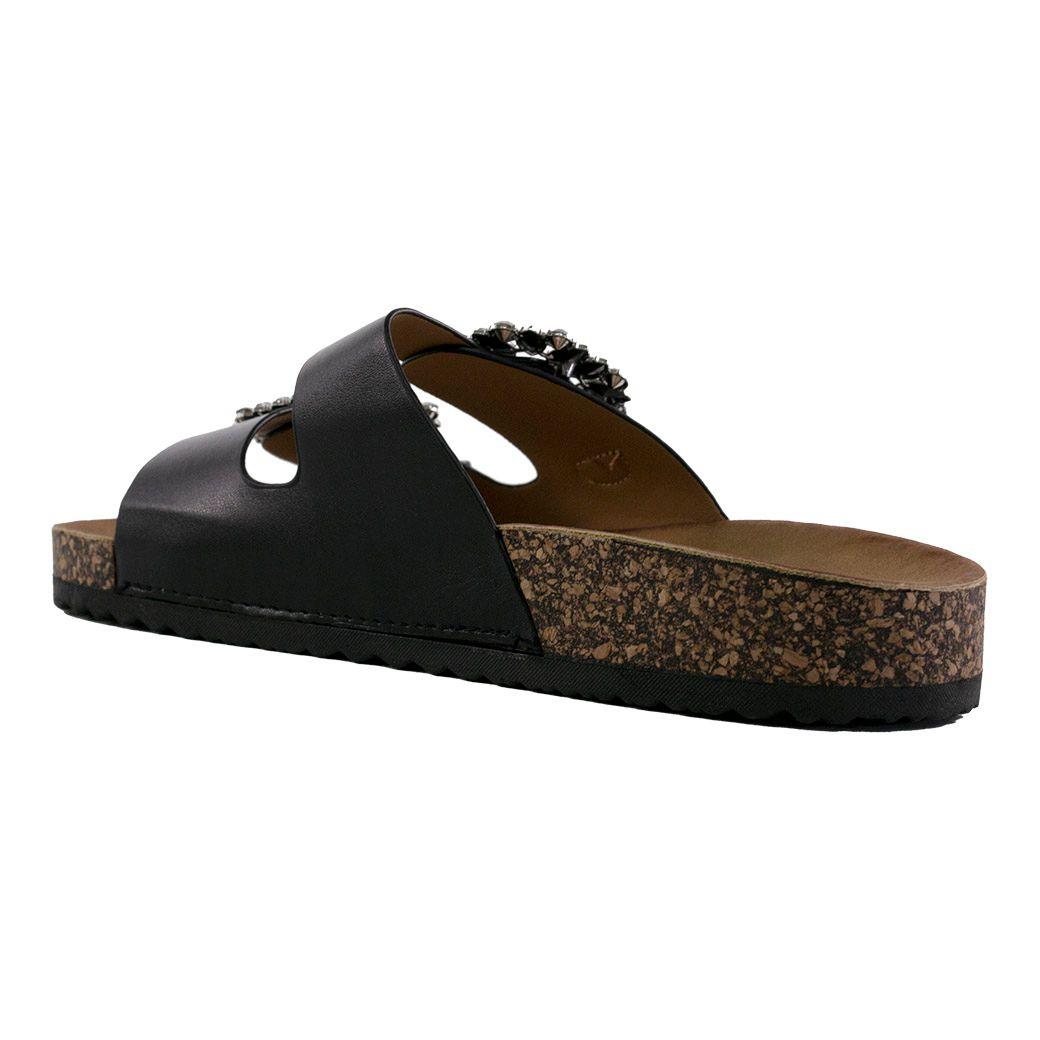 Sandalia Baja C/2 Hebilla Strass Negro-2