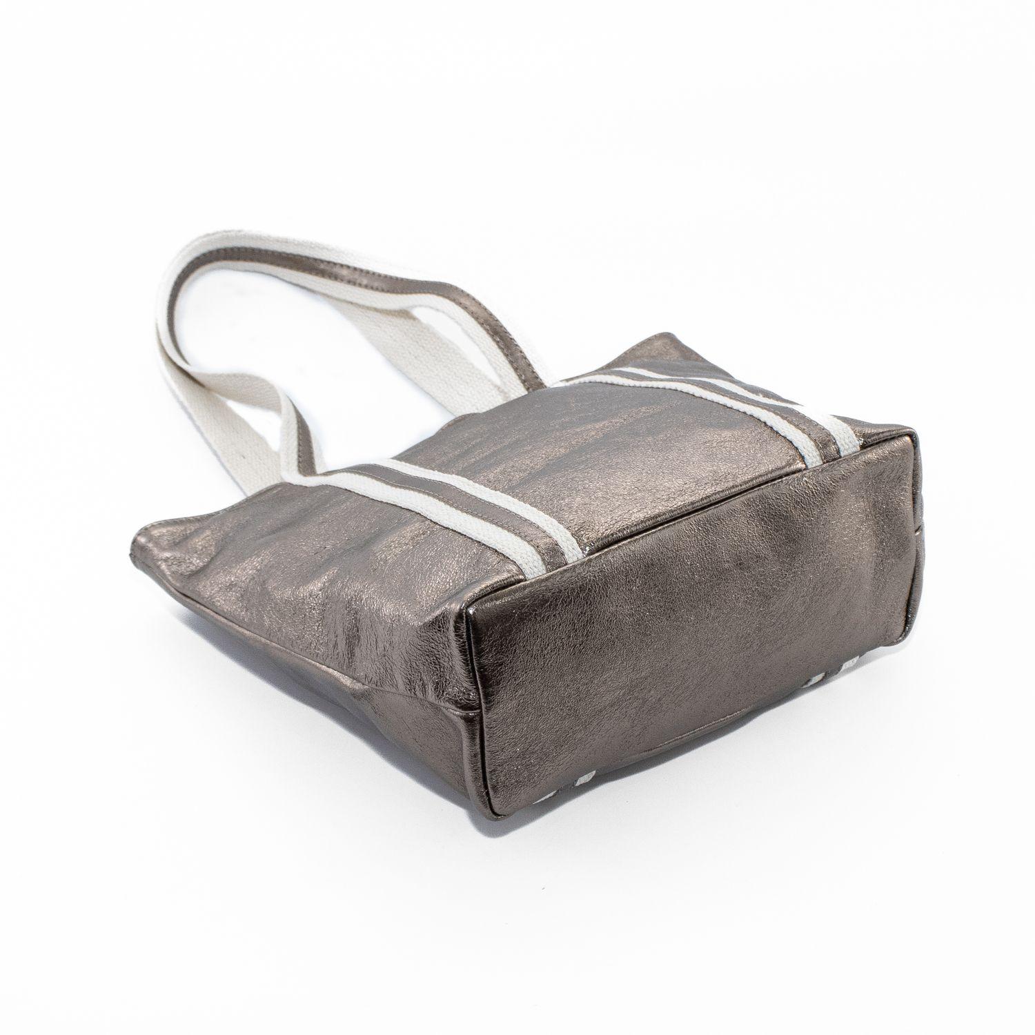 Cartera Cuero con Manilla Lona Bronce-2