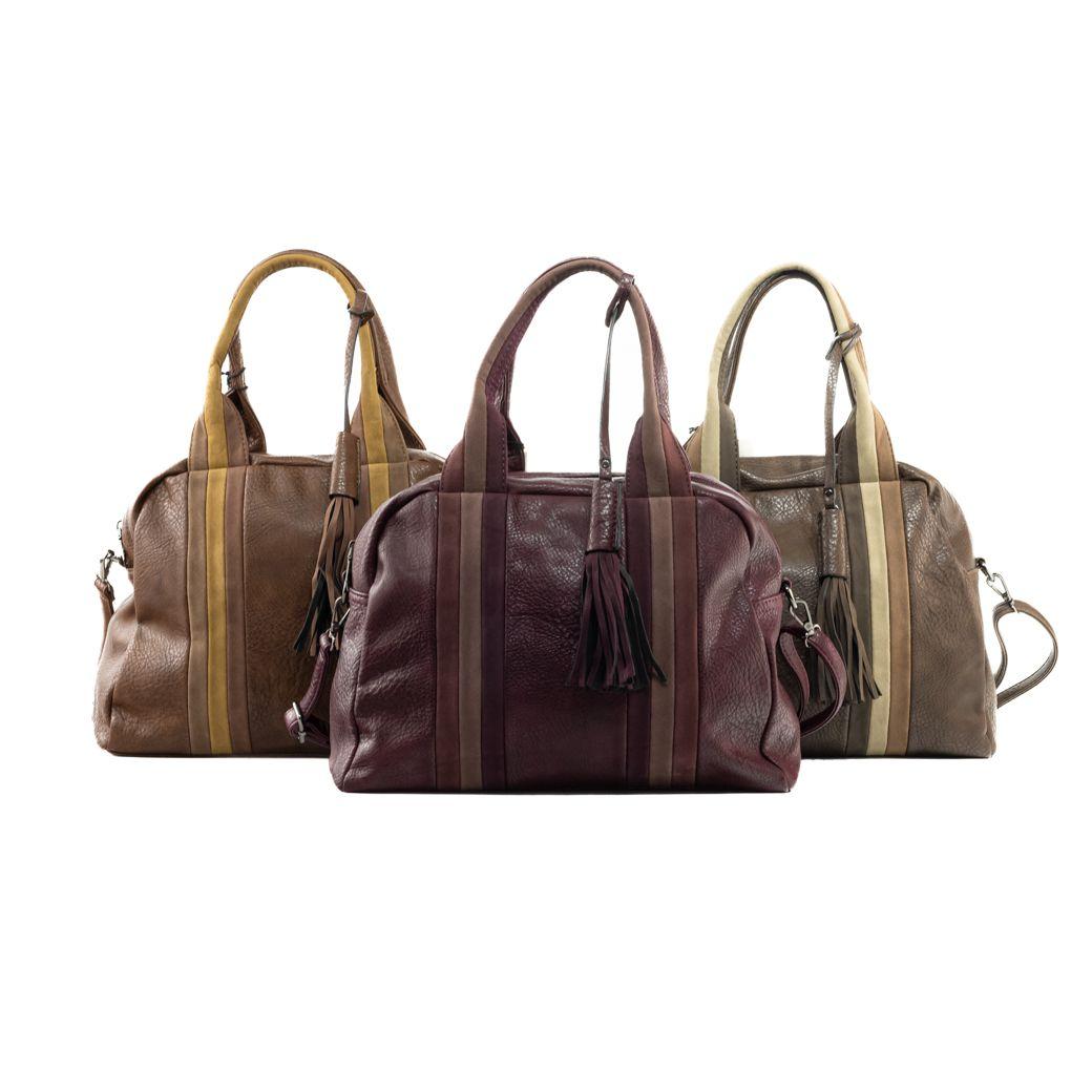 Cartera c/ franjas 3 colores Tostado-3