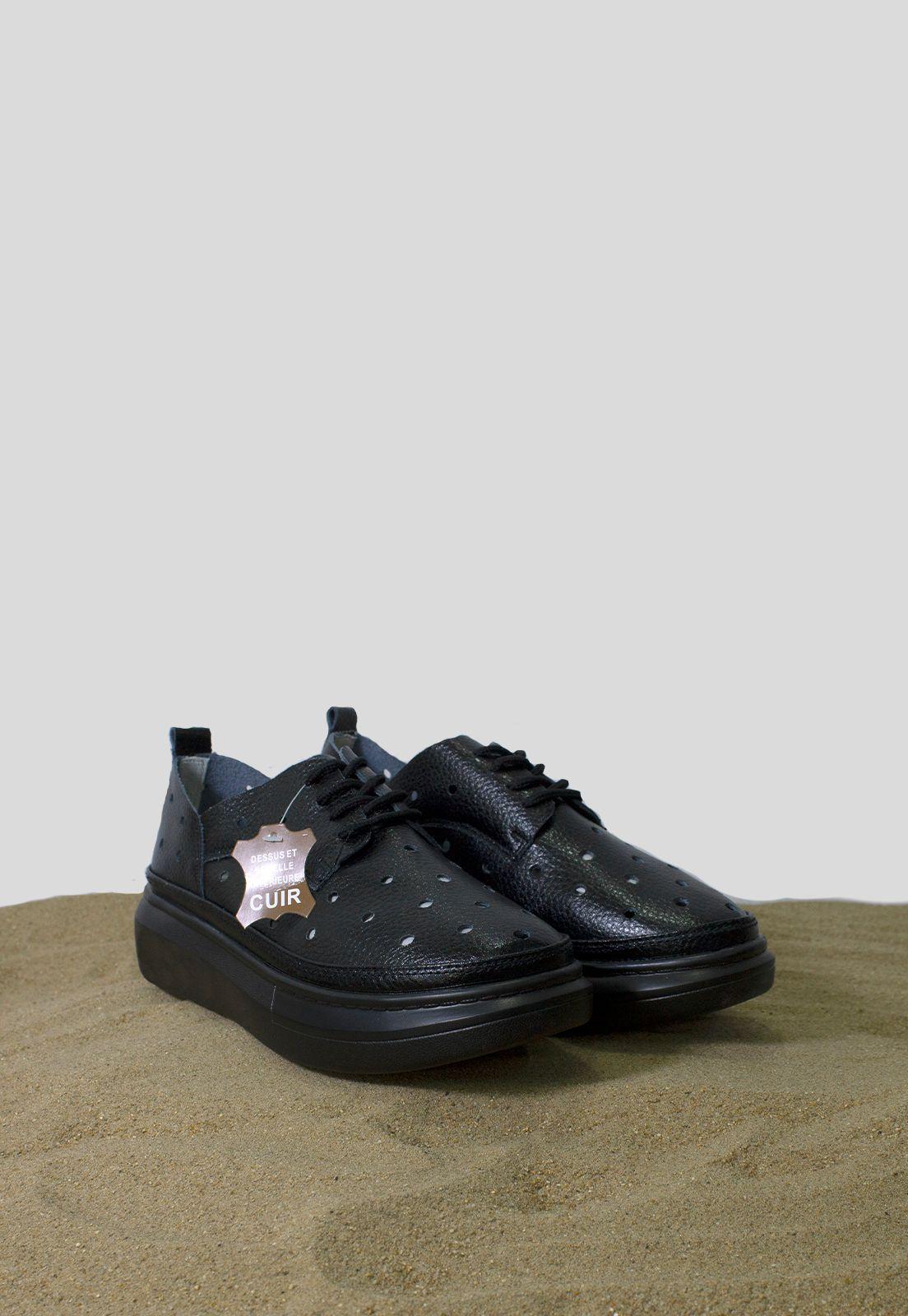 Zapatilla Cuero Negro-3