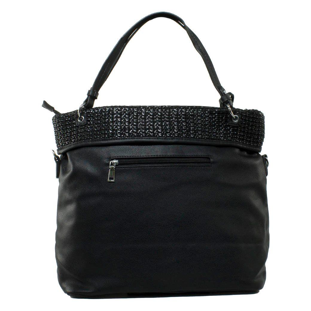 Cartera C/Franja Tejida Negro-2