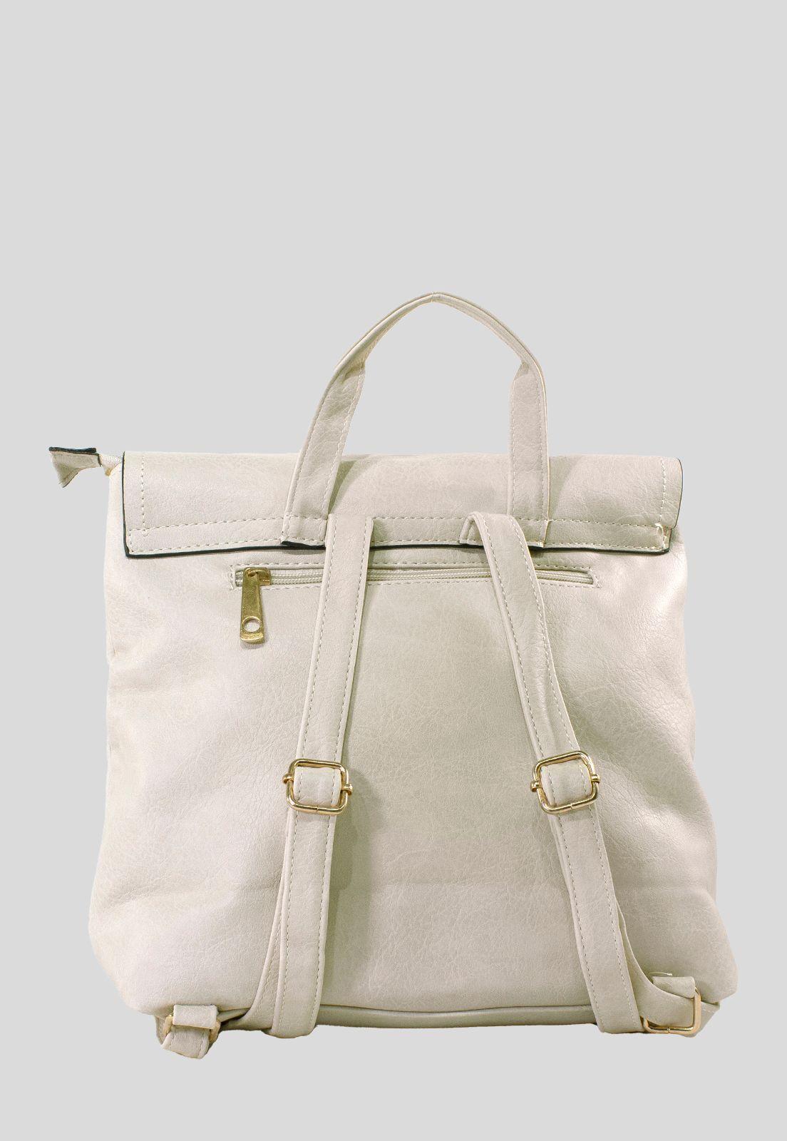 Mochila Con Argolla Cuadrada Beige-2