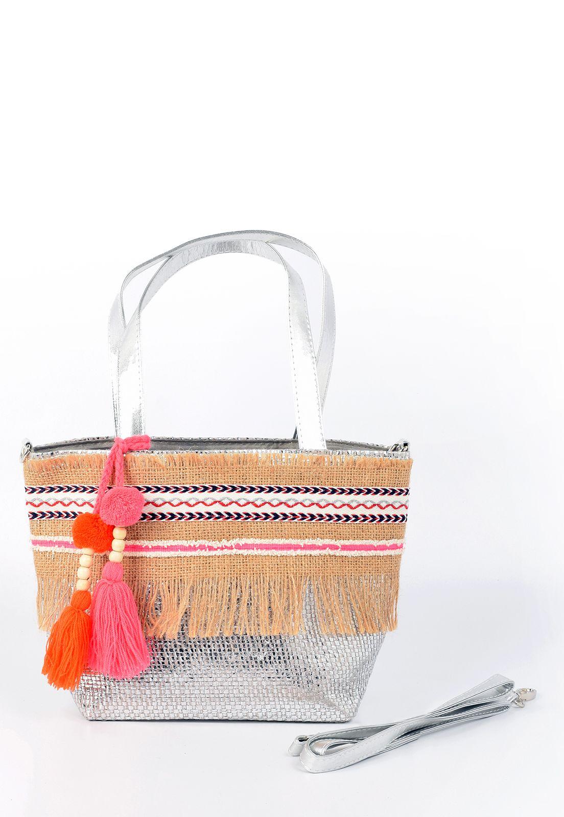Cartera Chica Arpillera Plata-2