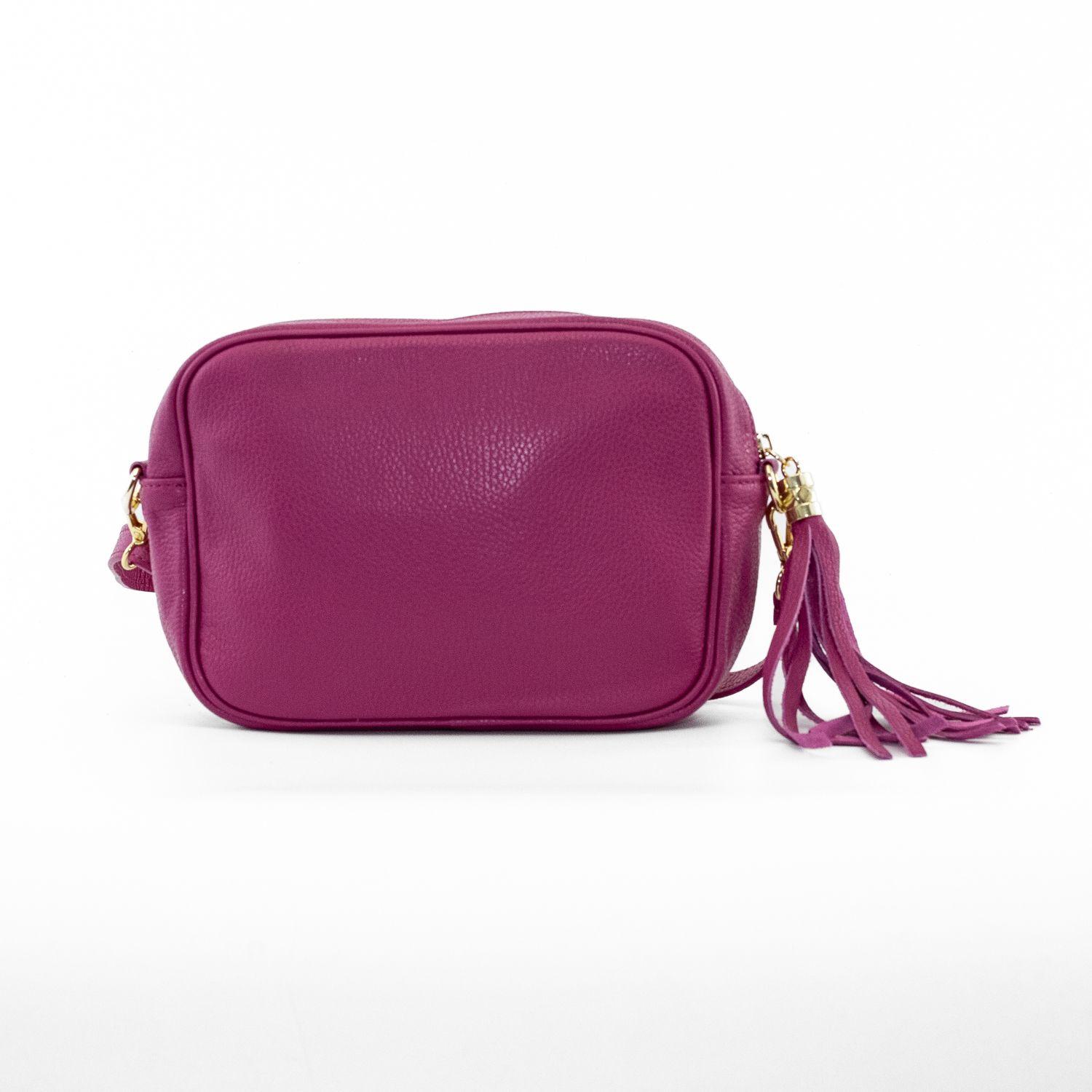 Cartera Cuero Rectangular Lisa Fuscia-2