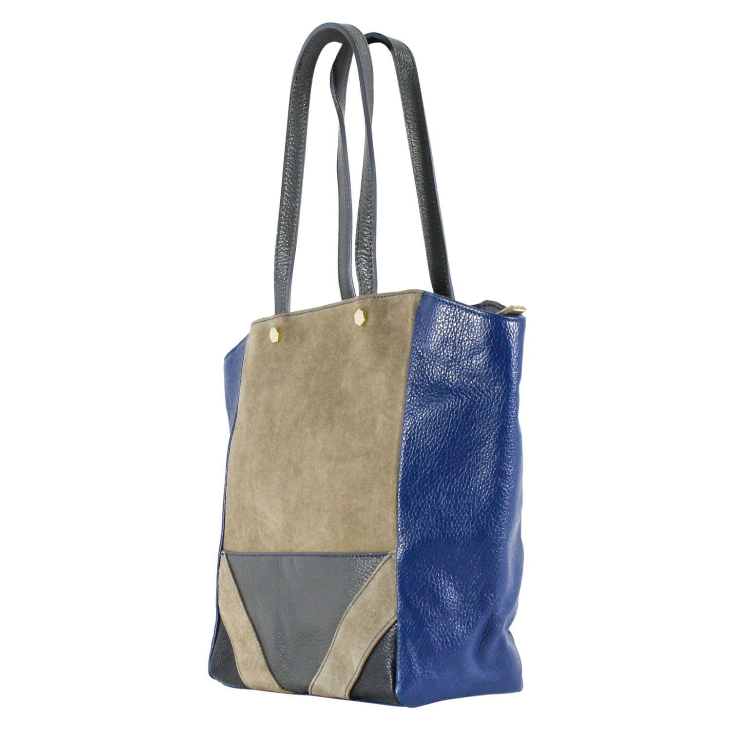 Cartera Cuero Esquinas Oblicuas Azul-2