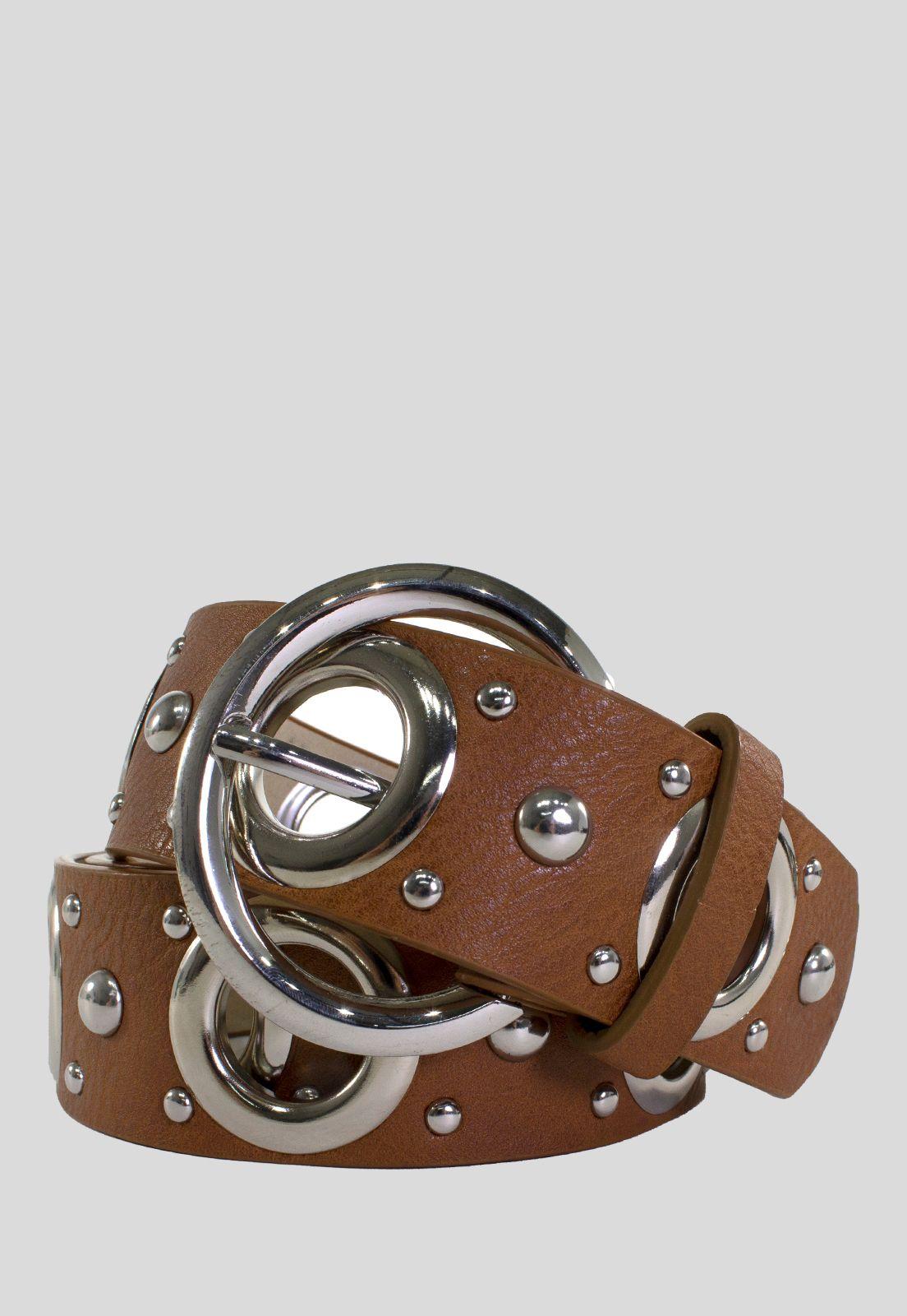 Cinturon C/Ojetillo Y Remaches Tostado-0