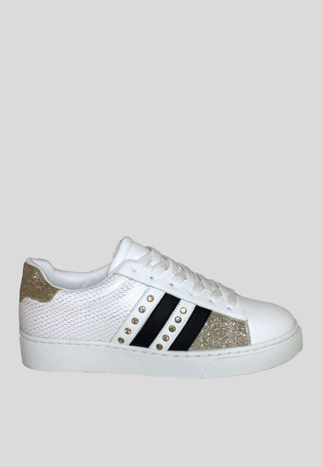 Zapatilla plana tacha later Blanco-1