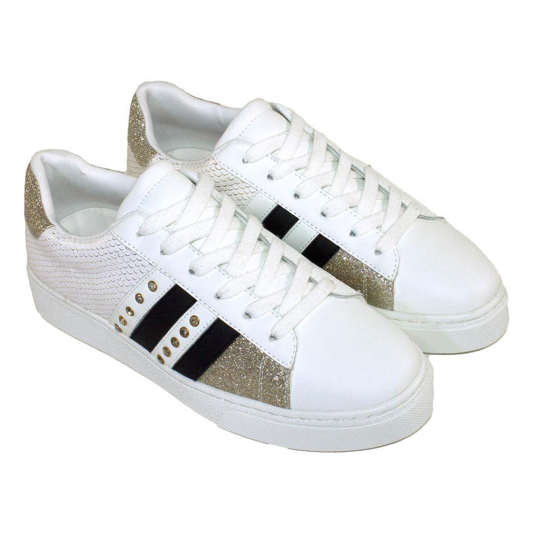 Zapatilla plana tacha later Blanco-3