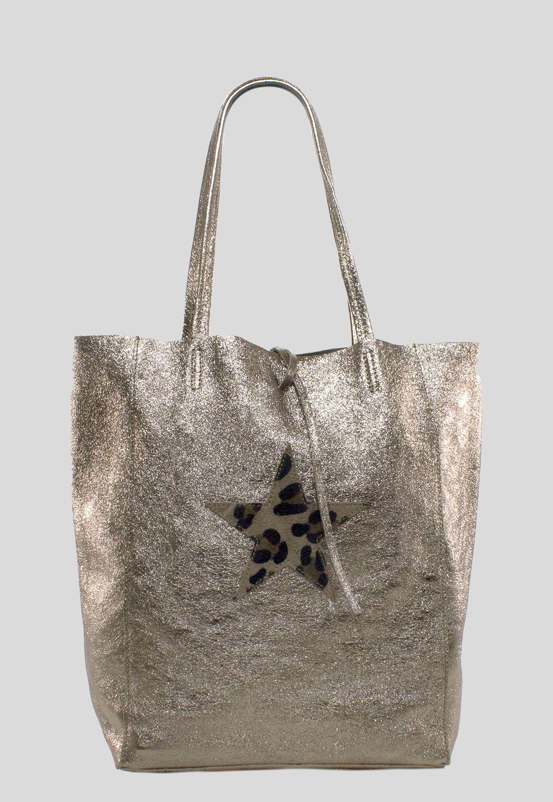 Cartera cuero brillo estrella leo Bronce-0