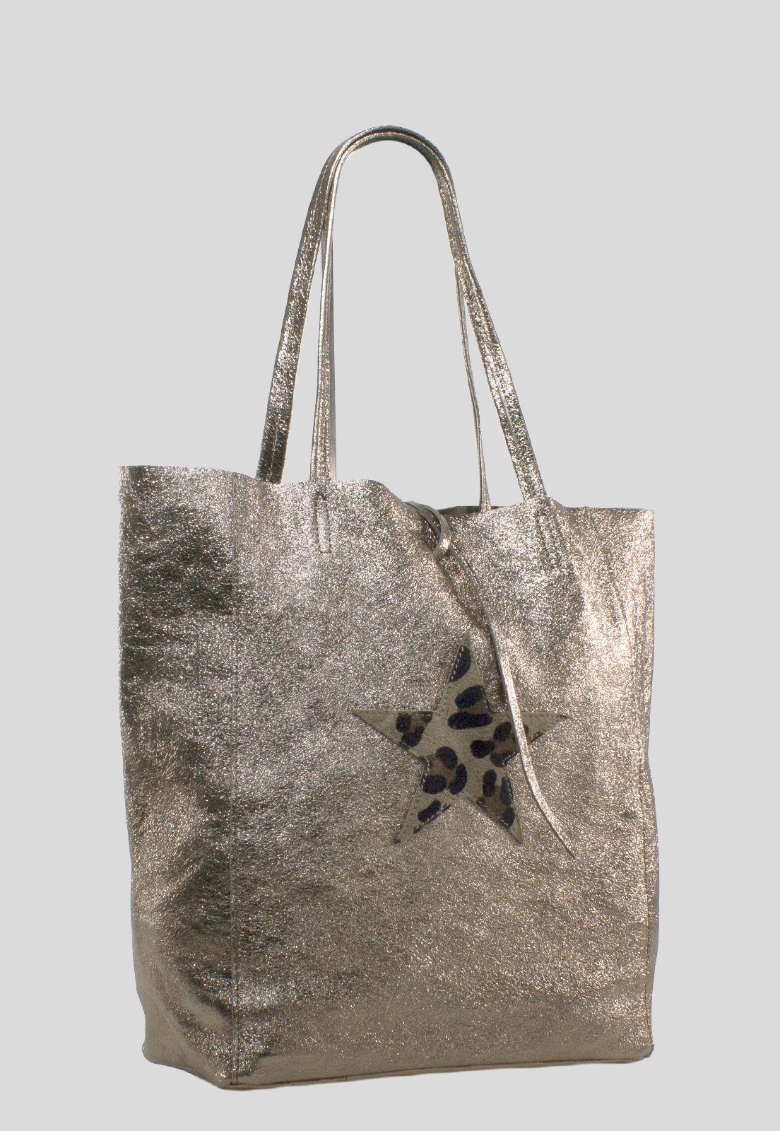 Cartera cuero brillo estrella leo Bronce-1