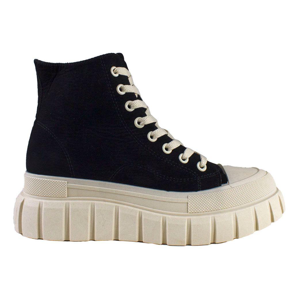 Botin Mujer Zapatilla Alto Negro-1