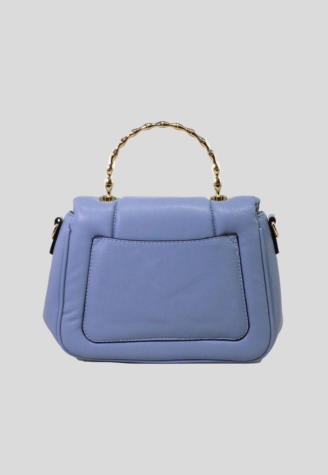 Cartera acolchada man. Metal Celeste-2
