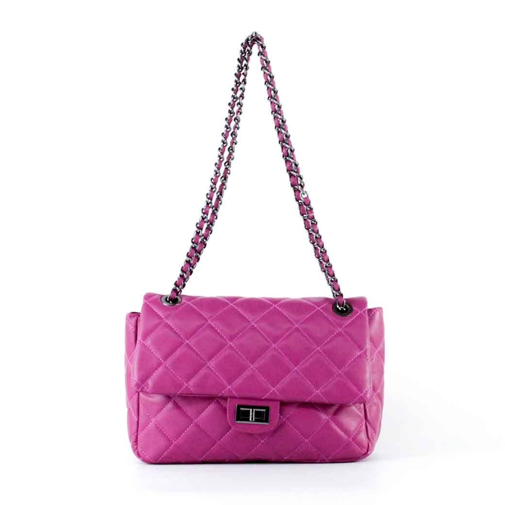 Cartera Ecocuero Acolchada 872 Mujer Fucsia Mailea-0