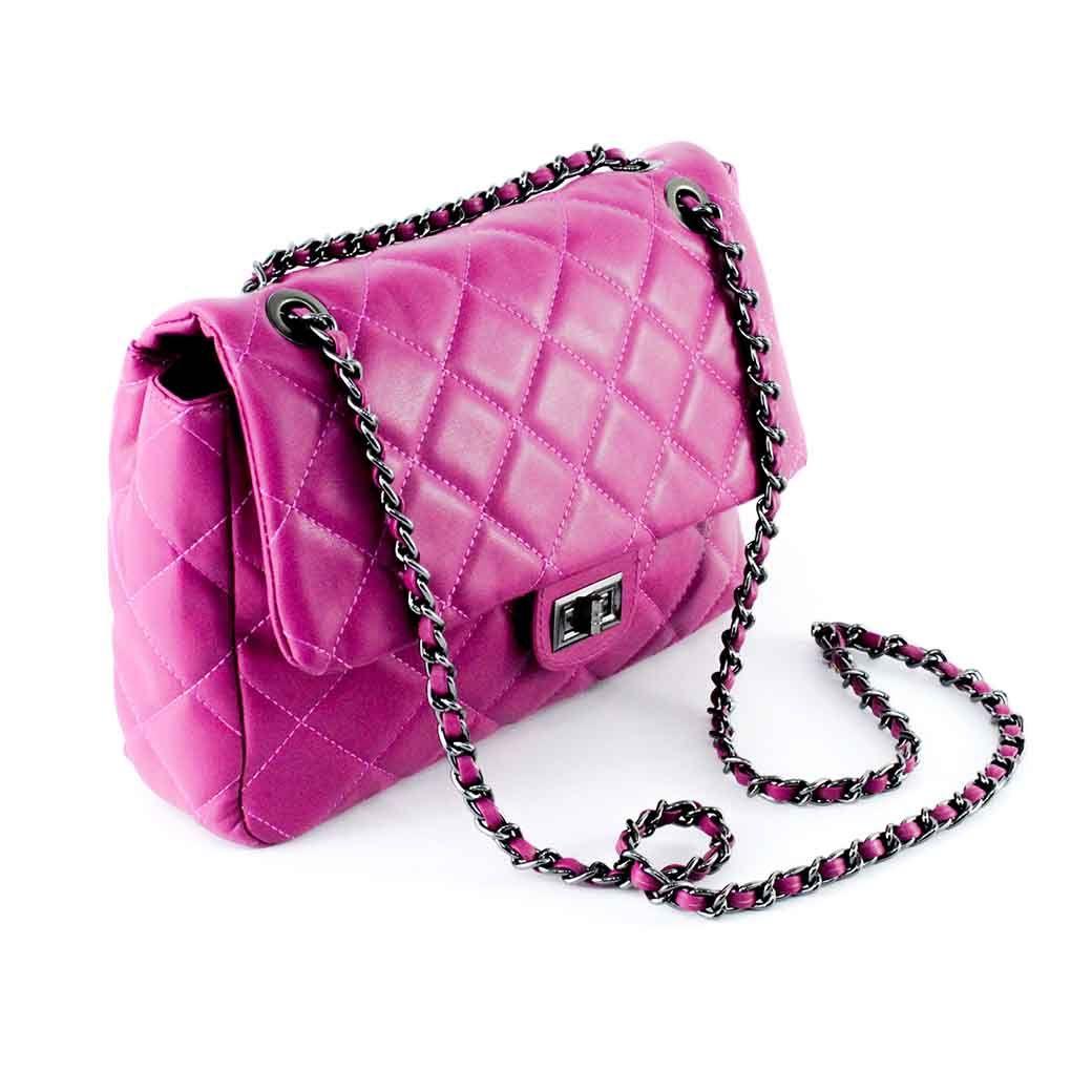 Cartera Ecocuero Acolchada 872 Mujer Fucsia Mailea-1