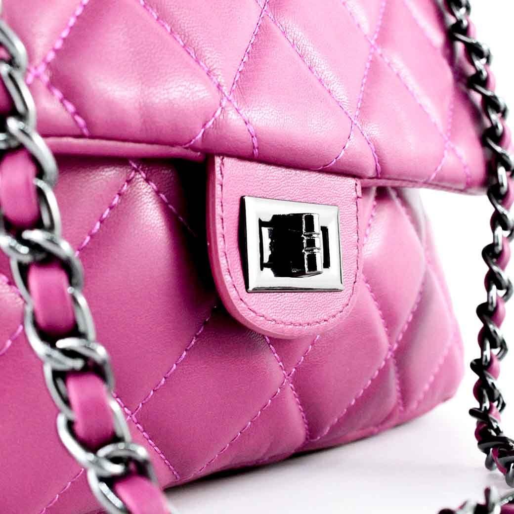 Cartera Ecocuero Acolchada 872 Mujer Fucsia Mailea-3