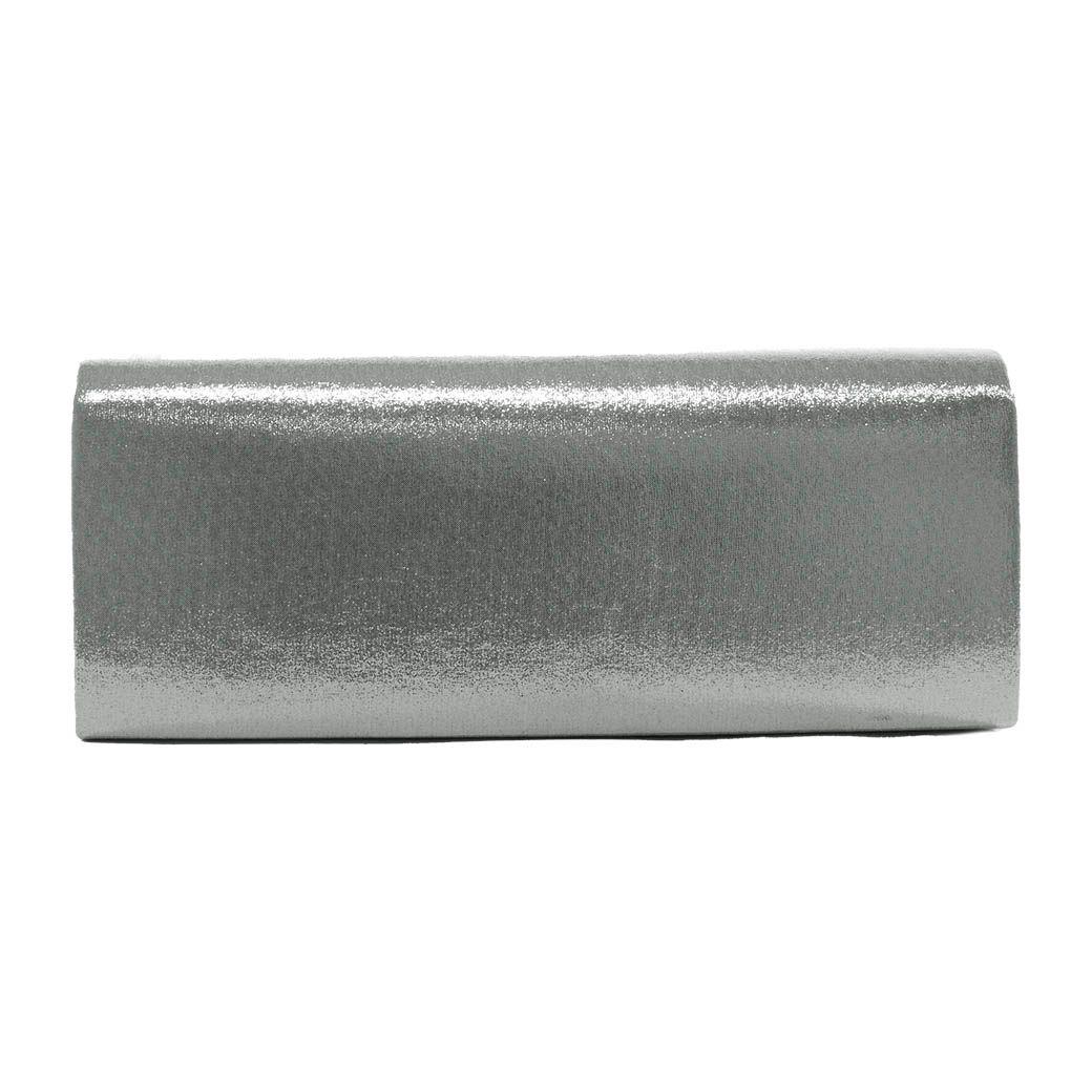 Cartera noche grande lisa tela Plata-2