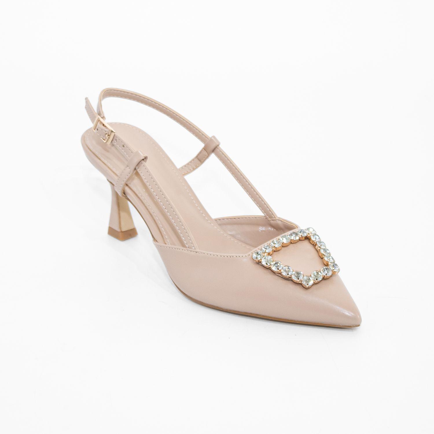 Stiletto Abierto Liso Strass Beige Mailea-1