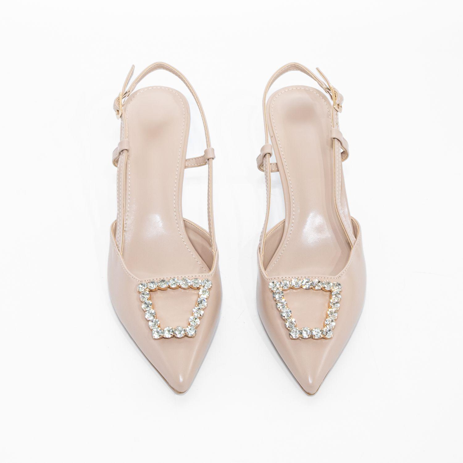 Stiletto Abierto Liso Strass Beige Mailea-4