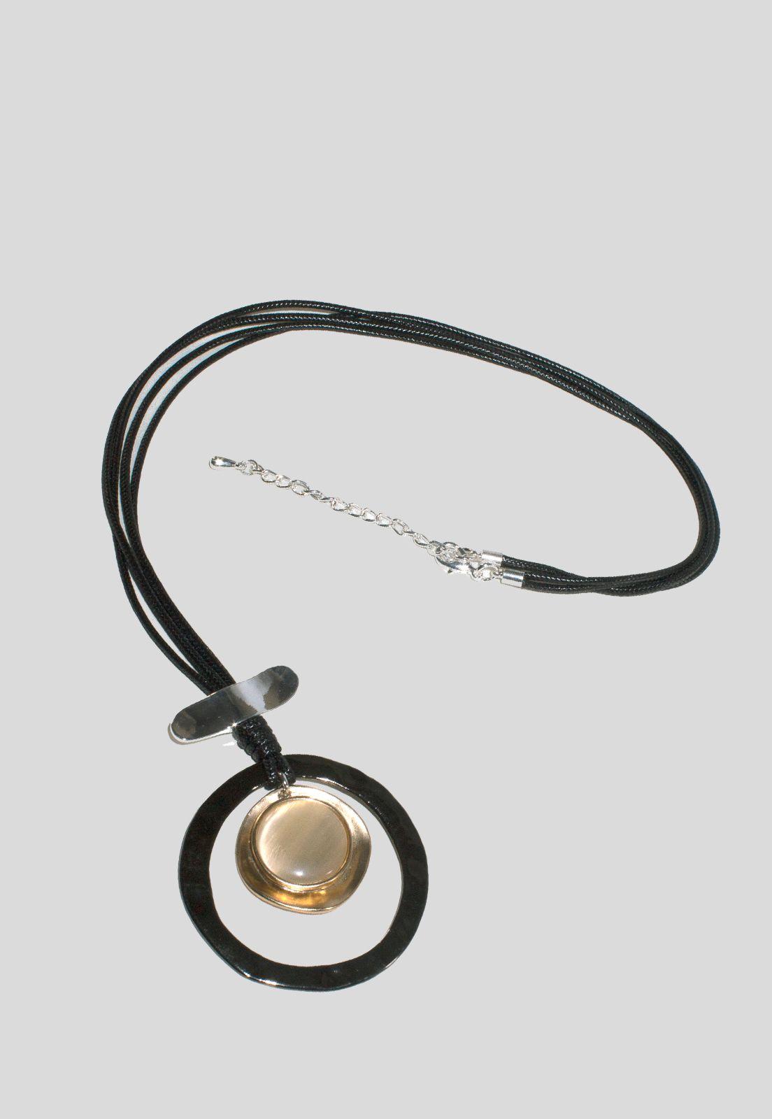 Collar largo placa perla Negro-2