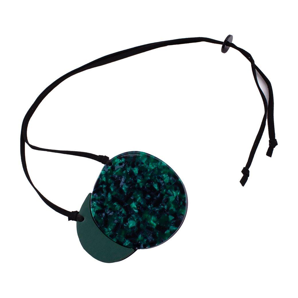 Collar Placa Marmoleada Verde-1