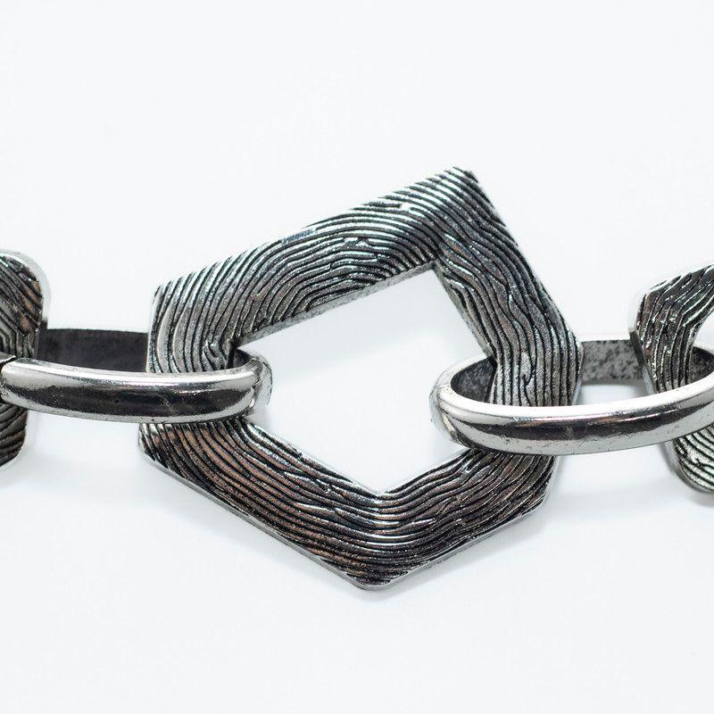 Cinturón Cadena Diseño Pentágono Plata-2
