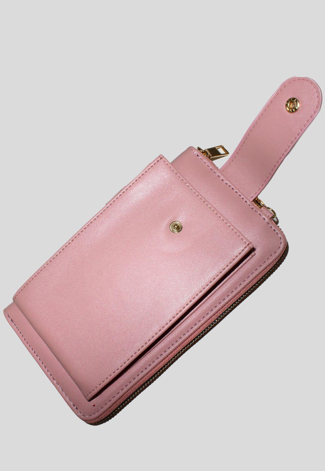 Portacelular liso chapeta y remache Rosado-4