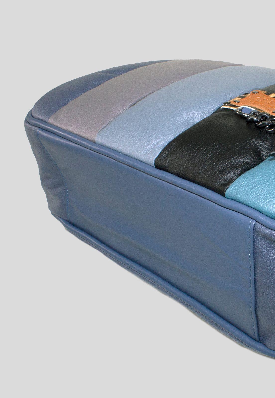 Cartera Grande Franjas Azul-4