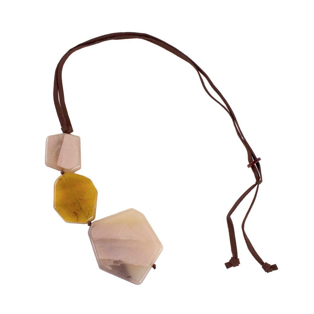 Collar 3 Piedras Beige-1