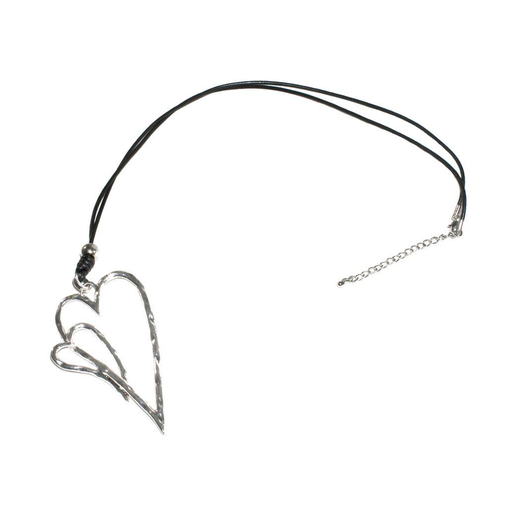Collar largo 2 corazones Plata-2
