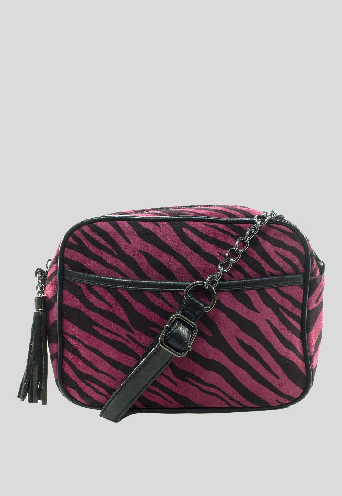 Bandolera Mediana Full Cebra Rosado-0